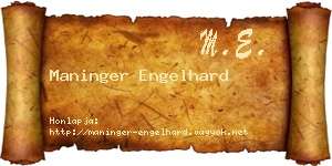 Maninger Engelhard névjegykártya